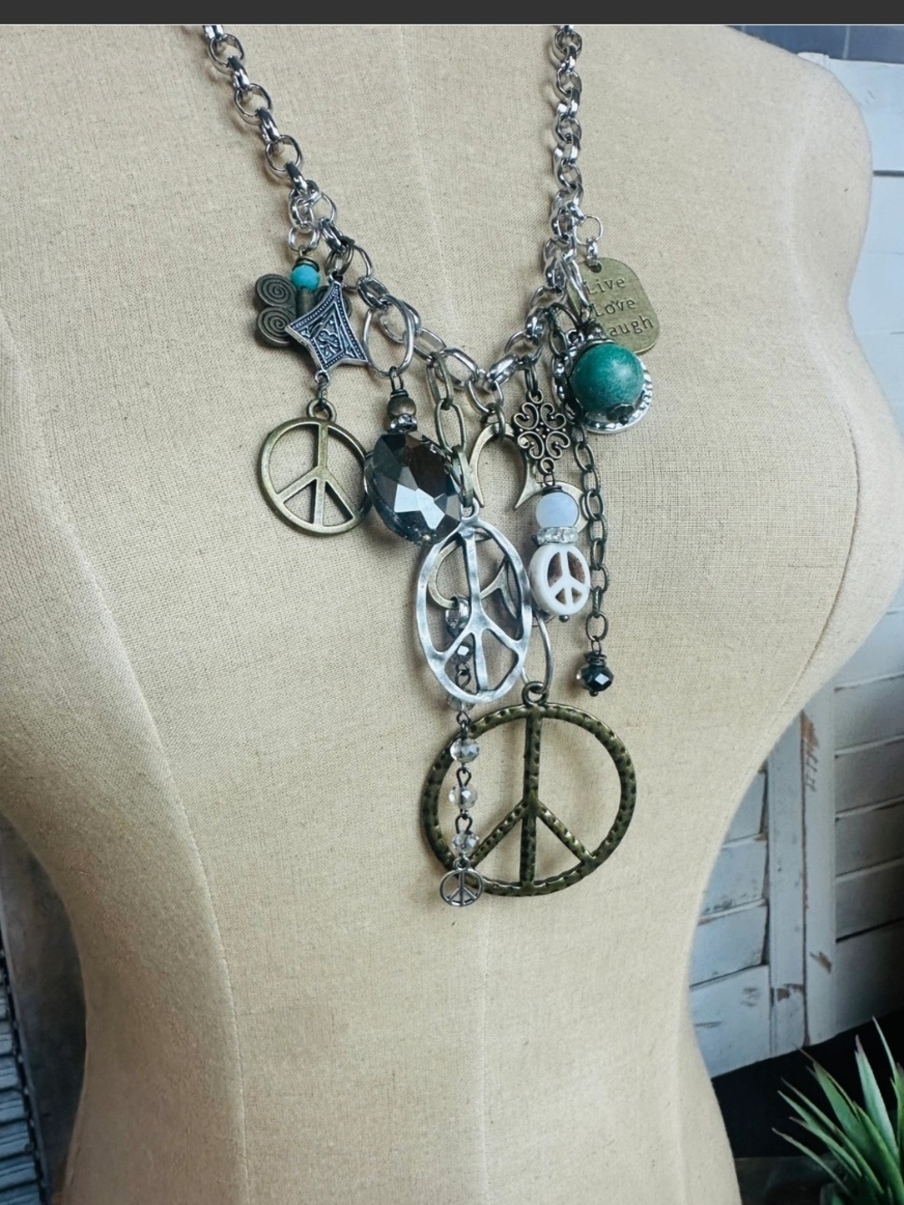 ✨PRICE DROP✨NEW Gypsy Junk Original Peace Necklace Boho Layered Peace Sign Charm